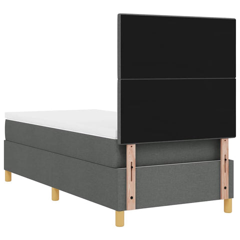 vidaXL Box Spring Bed with Headboard Dark grey 100 x 200 cm Fabric