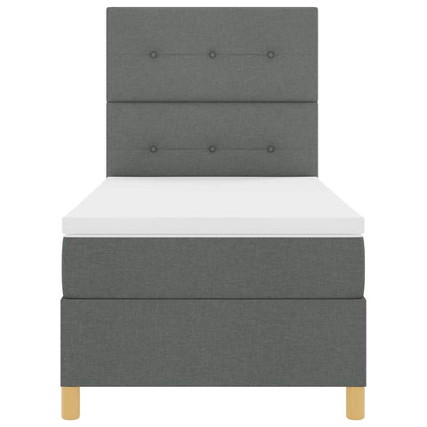 vidaXL Box Spring Bed with Headboard Dark grey 100 x 200 cm Fabric