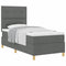 vidaXL Box Spring Bed with Headboard Dark grey 100 x 200 cm Fabric