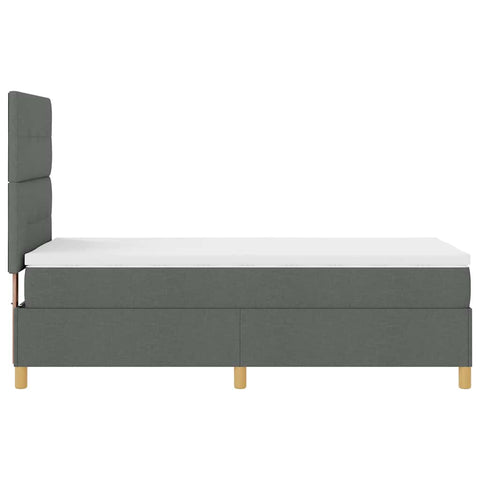 vidaXL Box Spring Bed with Headboard Dark grey 100 x 200 cm Fabric