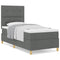 vidaXL Box Spring Bed with Headboard Dark grey 100 x 200 cm Fabric