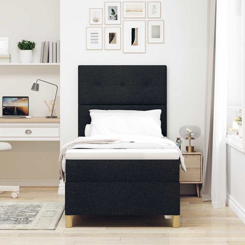 vidaXL Box Spring Bed with Headboard Black 100 x 200 cm Fabric