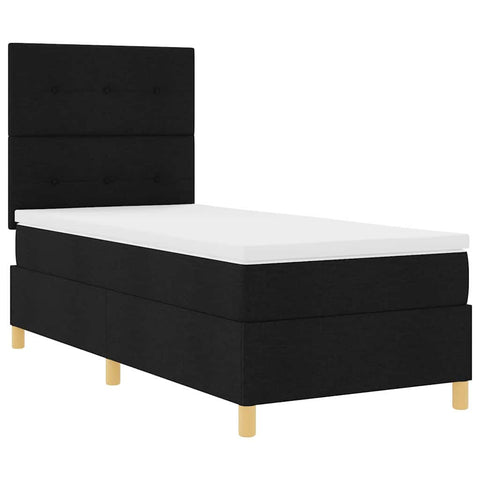 vidaXL Box Spring Bed with Headboard Black 100 x 200 cm Fabric