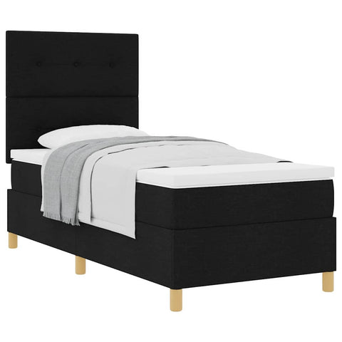 vidaXL Box Spring Bed with Headboard Black 100 x 200 cm Fabric