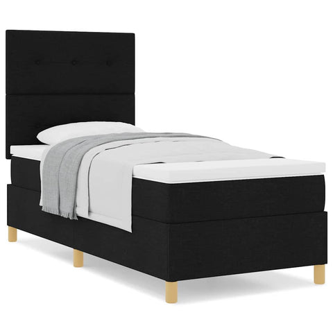 vidaXL Box Spring Bed with Headboard Black 100 x 200 cm Fabric