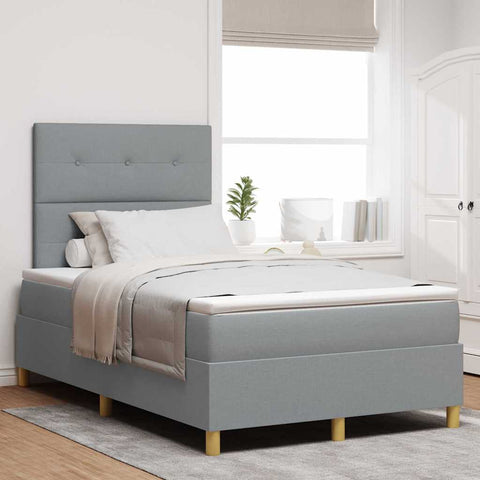 vidaXL Box Spring Bed with Headboard Light grey 120 x 190 cm Fabric