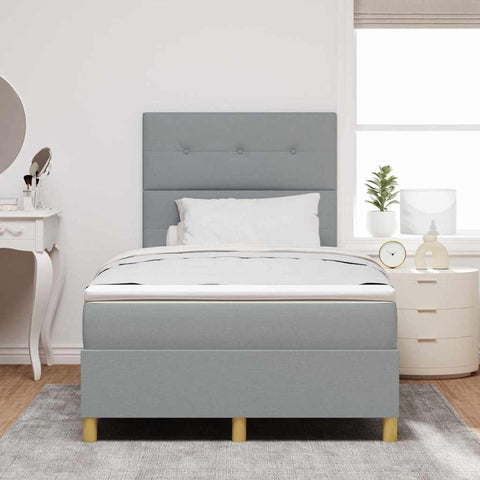 vidaXL Box Spring Bed with Headboard Light grey 120 x 190 cm Fabric