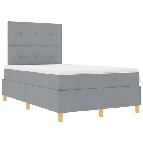 vidaXL Box Spring Bed with Headboard Light grey 120 x 190 cm Fabric
