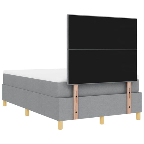 vidaXL Box Spring Bed with Headboard Light grey 120 x 190 cm Fabric