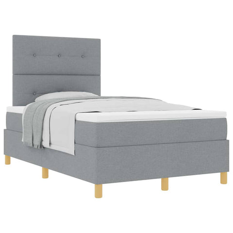 vidaXL Box Spring Bed with Headboard Light grey 120 x 190 cm Fabric