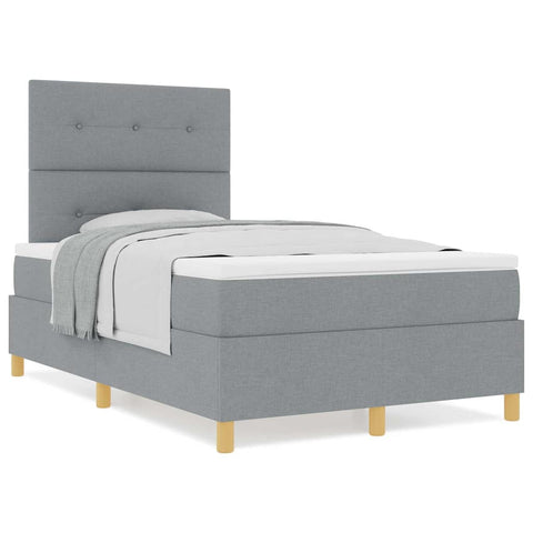 vidaXL Box Spring Bed with Headboard Light grey 120 x 190 cm Fabric