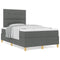 vidaXL Box Spring Bed with Headboard Dark grey 120 x 190 cm Fabric