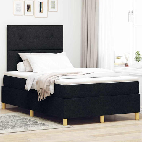vidaXL Box Spring Bed with Headboard Black 120 x 190 cm Fabric