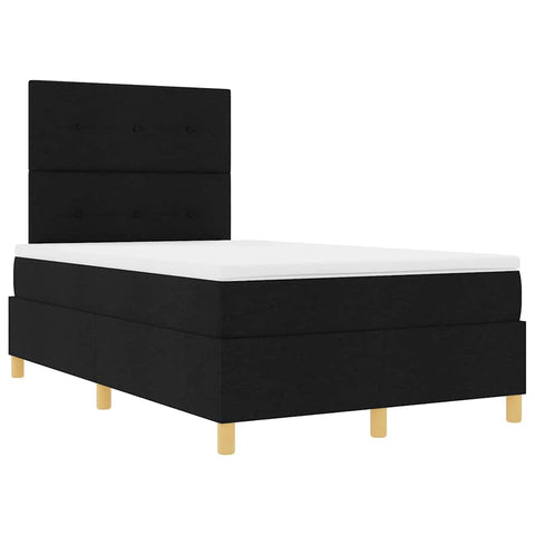 vidaXL Box Spring Bed with Headboard Black 120 x 190 cm Fabric