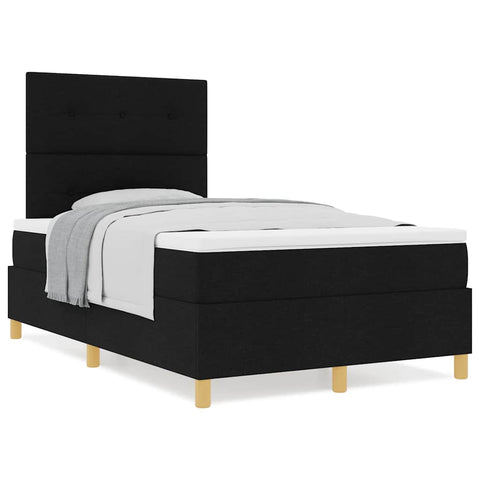 vidaXL Box Spring Bed with Headboard Black 120 x 190 cm Fabric