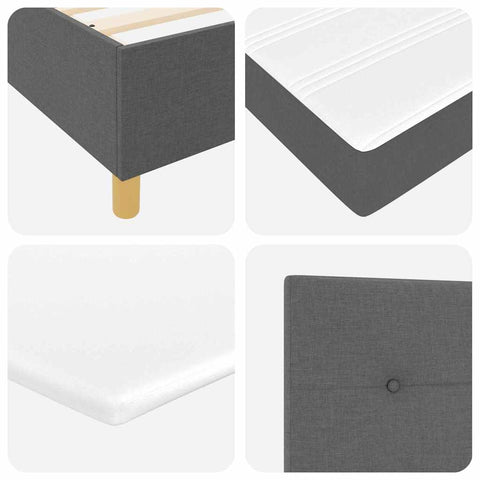 vidaXL Box Spring Bed with Headboard Dark grey 120 x 200 cm Fabric