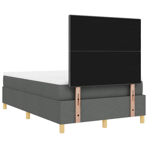 vidaXL Box Spring Bed with Headboard Dark grey 120 x 200 cm Fabric