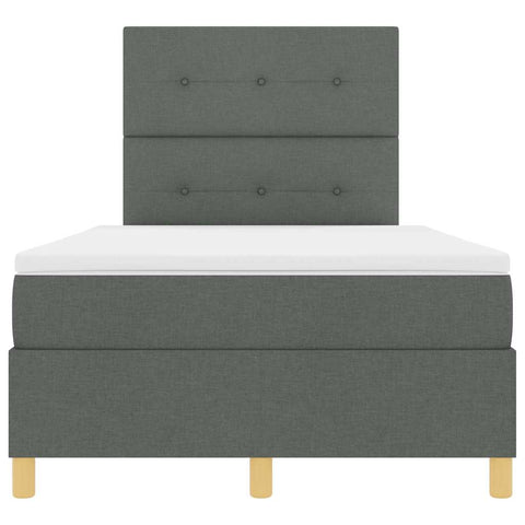 vidaXL Box Spring Bed with Headboard Dark grey 120 x 200 cm Fabric