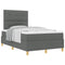 vidaXL Box Spring Bed with Headboard Dark grey 120 x 200 cm Fabric