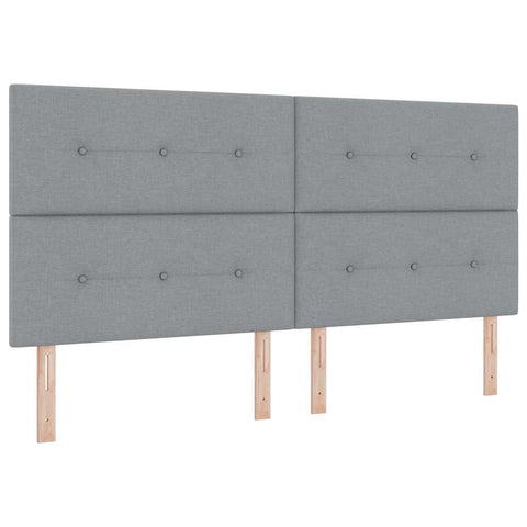vidaXL Box Spring Bed with Headboard Light grey 200 x 200 cm Fabric