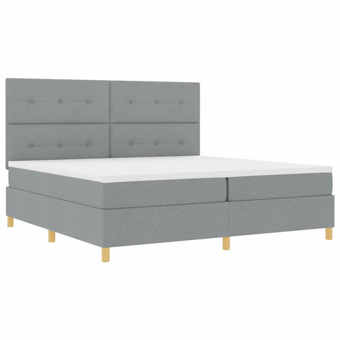 vidaXL Box Spring Bed with Headboard Light grey 200 x 200 cm Fabric