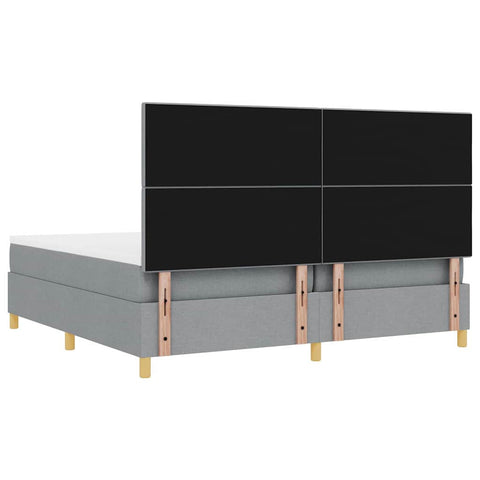 vidaXL Box Spring Bed with Headboard Light grey 200 x 200 cm Fabric