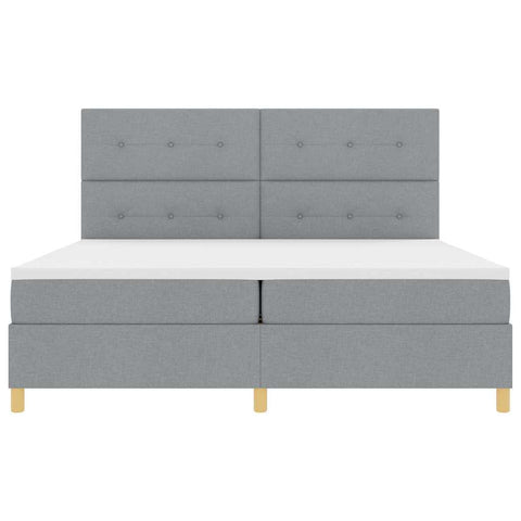 vidaXL Box Spring Bed with Headboard Light grey 200 x 200 cm Fabric
