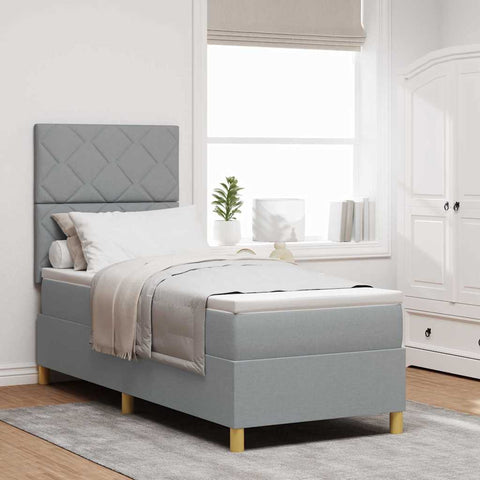 vidaXL Box Spring Bed with Headboard Light grey 80 x 200 cm Fabric