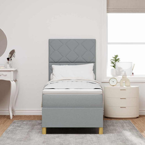 vidaXL Box Spring Bed with Headboard Light grey 80 x 200 cm Fabric
