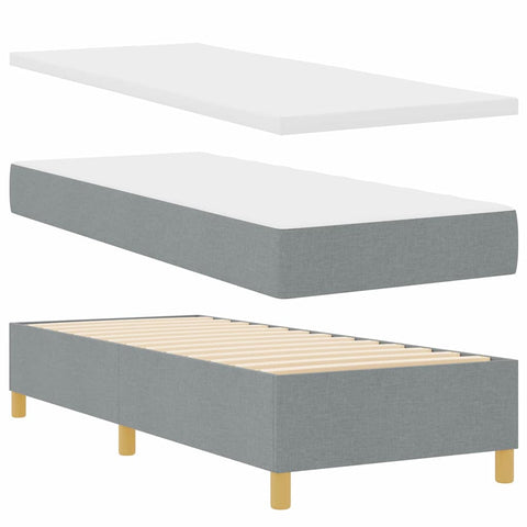 vidaXL Box Spring Bed with Headboard Light grey 80 x 200 cm Fabric
