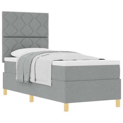 vidaXL Box Spring Bed with Headboard Light grey 80 x 200 cm Fabric