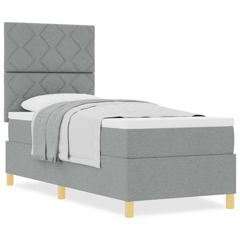 vidaXL Box Spring Bed with Headboard Light grey 80 x 200 cm Fabric