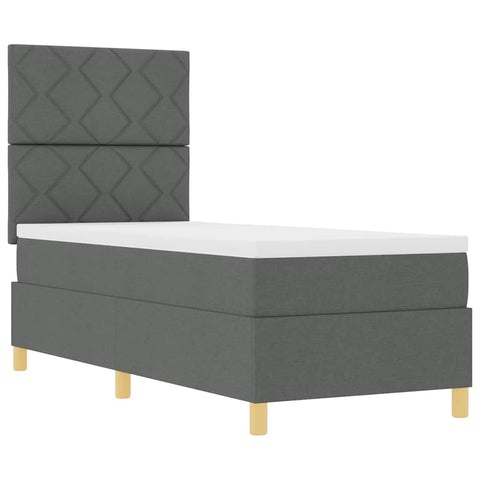 vidaXL Box Spring Bed with Headboard Dark grey 80 x 200 cm Fabric