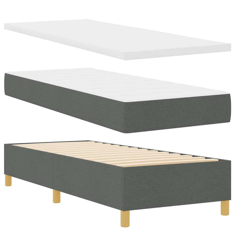 vidaXL Box Spring Bed with Headboard Dark grey 80 x 200 cm Fabric