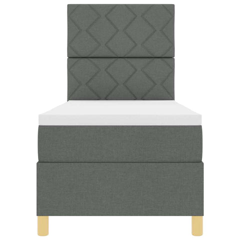 vidaXL Box Spring Bed with Headboard Dark grey 80 x 200 cm Fabric