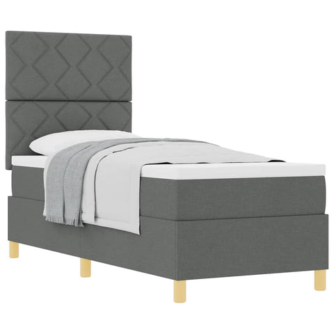 vidaXL Box Spring Bed with Headboard Dark grey 80 x 200 cm Fabric