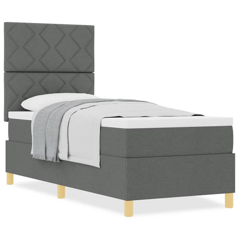 vidaXL Box Spring Bed with Headboard Dark grey 80 x 200 cm Fabric