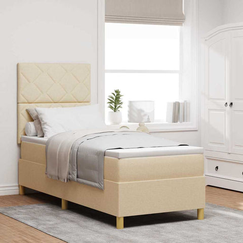 vidaXL Box Spring Bed with Headboard Cream 80 x 200 cm Fabric