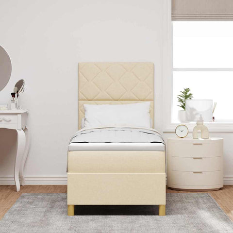 vidaXL Box Spring Bed with Headboard Cream 80 x 200 cm Fabric