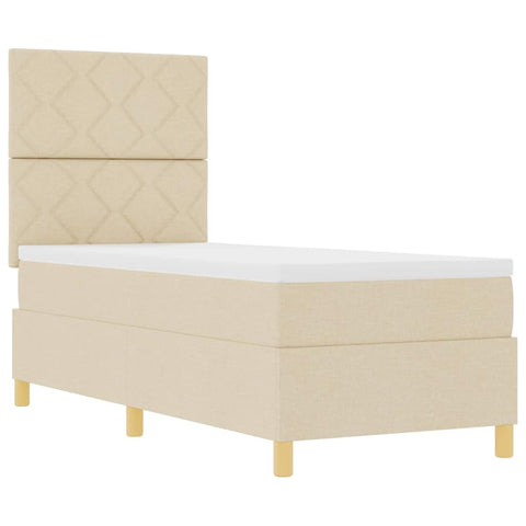 vidaXL Box Spring Bed with Headboard Cream 80 x 200 cm Fabric