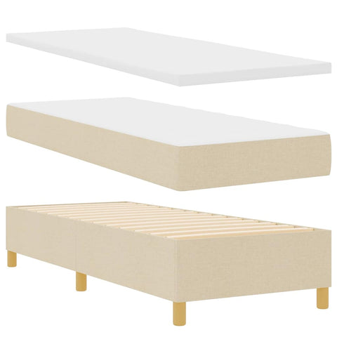 vidaXL Box Spring Bed with Headboard Cream 80 x 200 cm Fabric