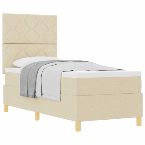 vidaXL Box Spring Bed with Headboard Cream 80 x 200 cm Fabric