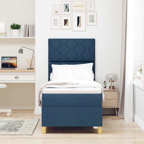 vidaXL Box Spring Bed with Headboard Blue 80 x 200 cm Fabric