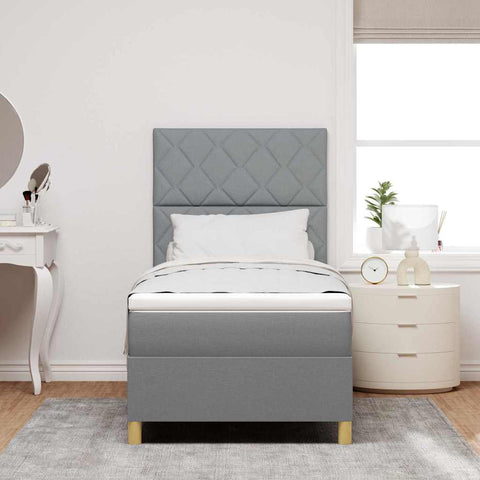 vidaXL Box Spring Bed with Headboard Light grey 90 x 190 cm Fabric