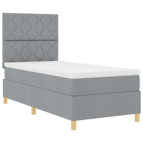 vidaXL Box Spring Bed with Headboard Light grey 90 x 190 cm Fabric