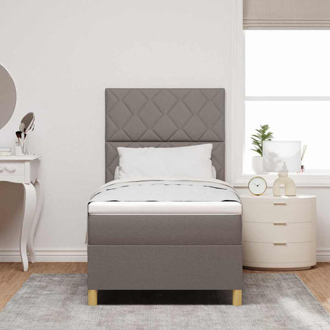 vidaXL Box Spring Bed with Headboard Taupe 90 x 190 cm Fabric