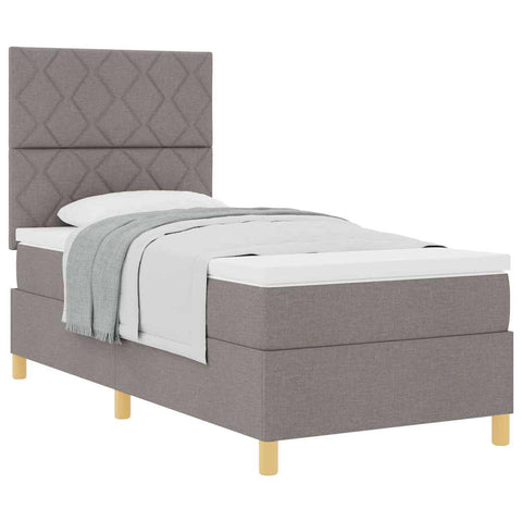 vidaXL Box Spring Bed with Headboard Taupe 90 x 190 cm Fabric