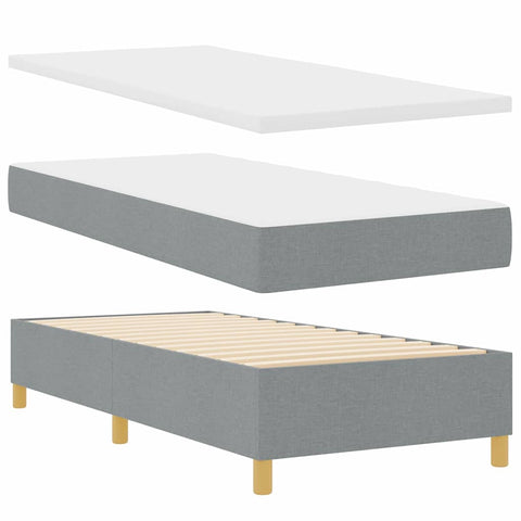 vidaXL Box Spring Bed with Headboard Light grey 90 x 200 cm Fabric