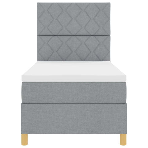 vidaXL Box Spring Bed with Headboard Light grey 90 x 200 cm Fabric