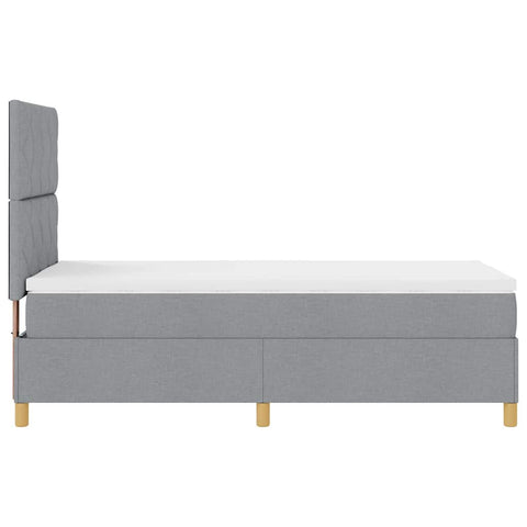 vidaXL Box Spring Bed with Headboard Light grey 90 x 200 cm Fabric